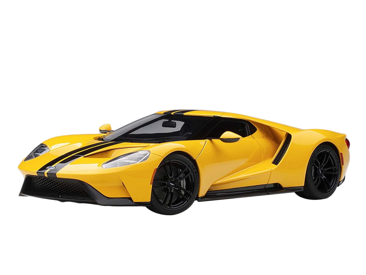 2017 Ford GT Triple Yellow with Black Stripes 1/18 Model Car by Autoart
