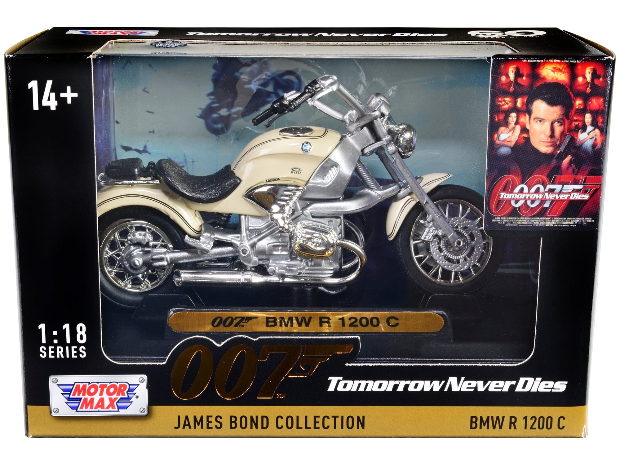 BMW R 1200 C Motorcycle Cream James Bond 007 "Tomorrow Never Dies" (1997) Movie 1/18 Diecast Model Car by Motormax
