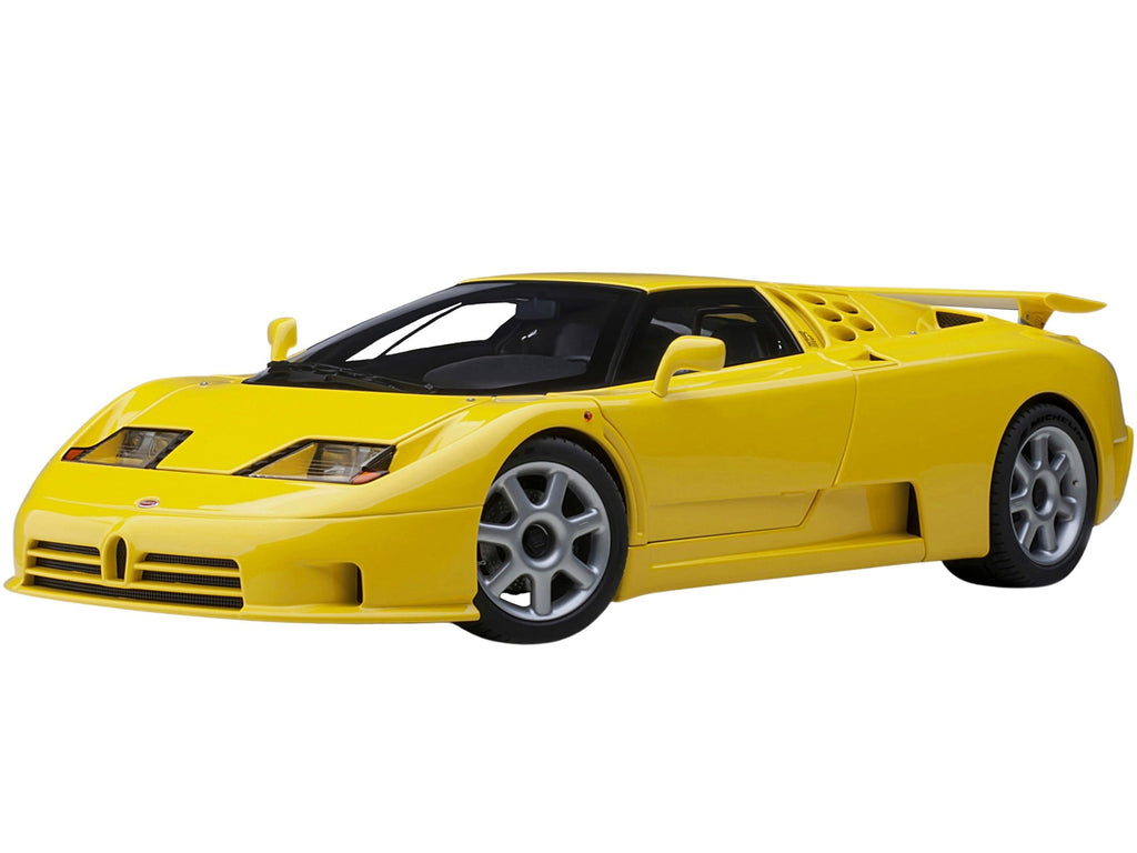 Bugatti EB110 SS Super Sport Giallo Bugatti Yellow with Silver Wheels 1/18 Model Car by Autoart