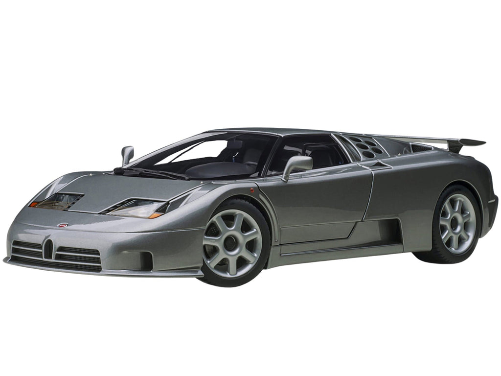 Bugatti EB110 SS Super Sport Grigio Metalizzatto Silver Metallic with Silver Wheels 1/18 Model Car by Autoart