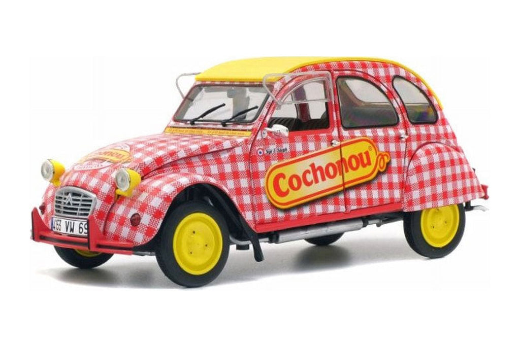 Citroen 2CV6 Cochonou Tour de France, Red with Yellow - Solido S1850021 - 1/18 Scale Diecast Model Toy Car