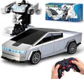 Cyber Truck Pickup Transforming Remote Control Car for Kids, 2.4GHz RC Robot Toy for Boys Age 4-12 with One-Button Deformation and LED Lights