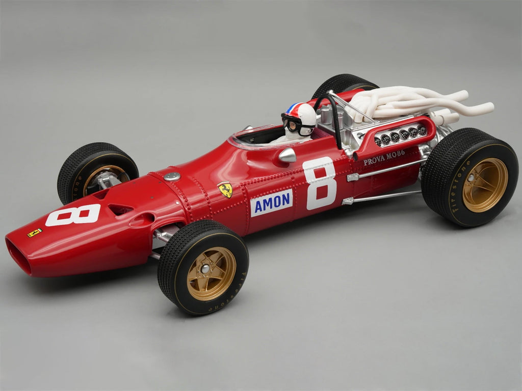 Ferrari 312/67 #8 Chris Amon 3rd Place F1 "German GP" (1967) "Mythos Series" with Figure and Case 1/18 Model Car by Tecnomodel