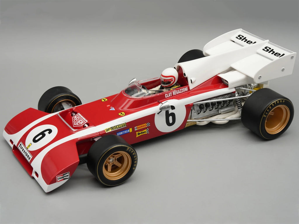 Ferrari 312 B2 #6 Clay Regazzoni F1 "South African GP" (1972) "Mythos Series" with Figure and Case 1/18 Model Car by Tecnomodel
