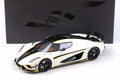 2023 Koenigsegg Regera White with Black Stripes 1/18 Model Car by GT Spirit