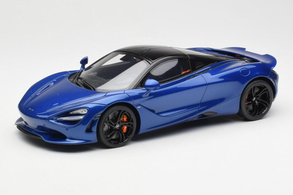 2023 McLaren 750S Coupe Blue Metallic with Black Top 1/18 Model Car by GT Spirit