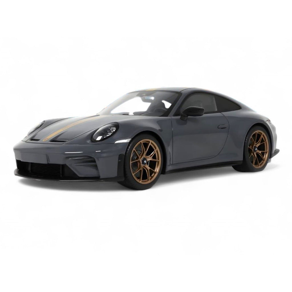 2025 Porsche 911 (992.2) GT3 Touring Gray with Gold Stripe 1/18 Model Car by GT Spirit