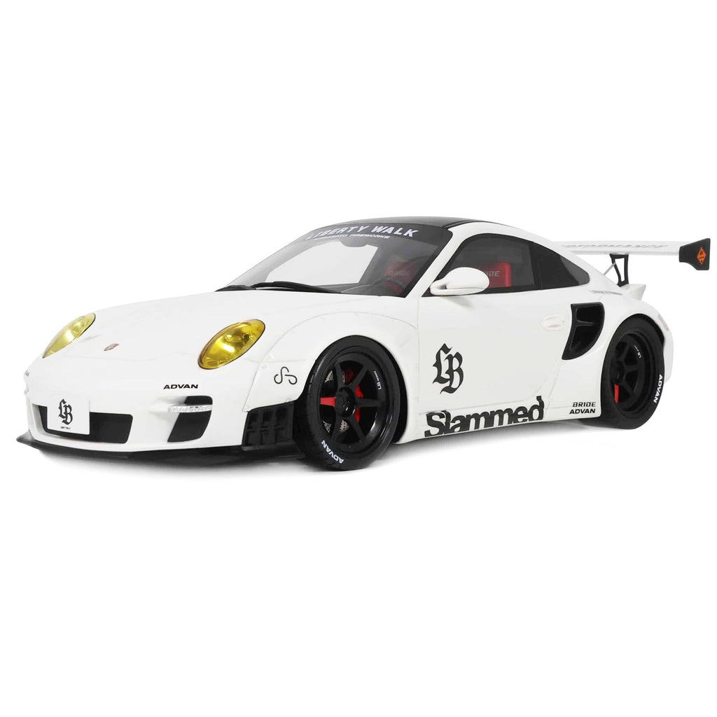 2024 Porsche 911 Turbo LB-Works White with Black Top 1/18 Model Car by GT Spirit