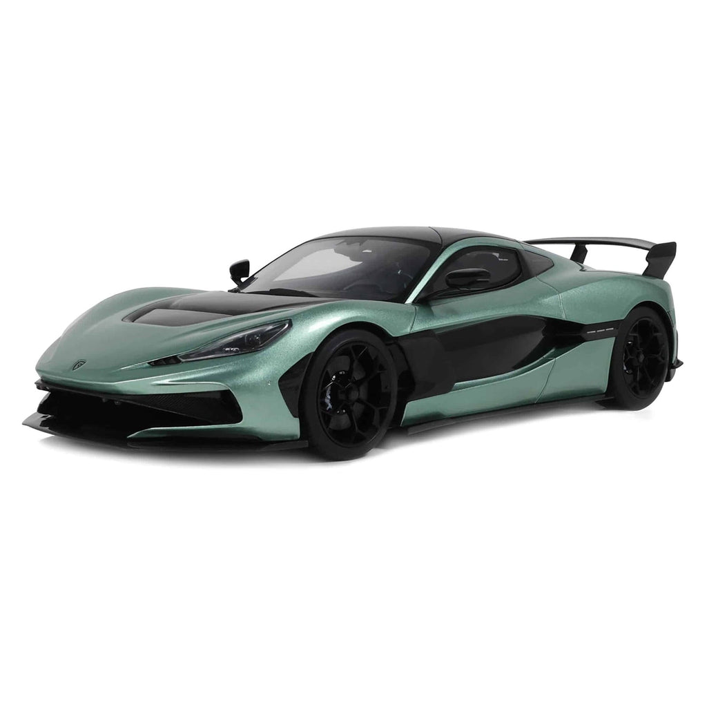 2024 Rimac Nevera R Green Metallic with Black Top 1/18 Model Car by GT Spirit