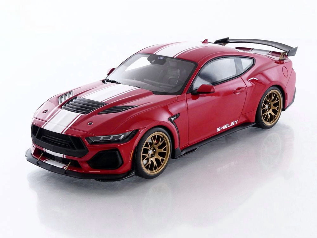 2025 Shelby Mustang Supersnake Race Red with White Stripes 1/18 Model Car by GT Spirit