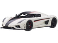 Koenigsegg Regera White with Black Carbon and Red Stripes 1/18 Model Car by Autoart