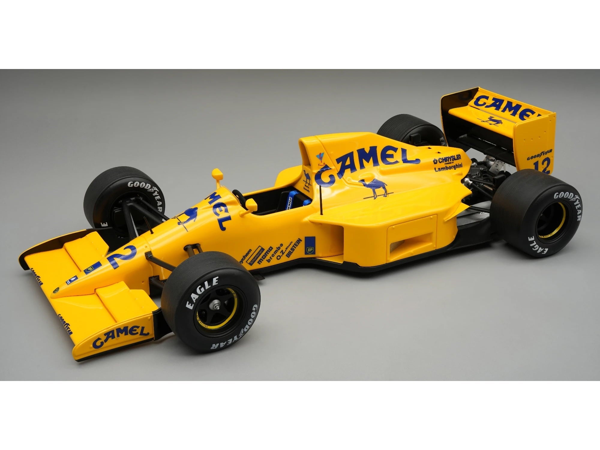 Lotus 102 #12 "Lamborghini Engine" F1 "Japanese GP" (1990) "Mythos Series" with Display Case 1/18 Model Car by Tecnomodel