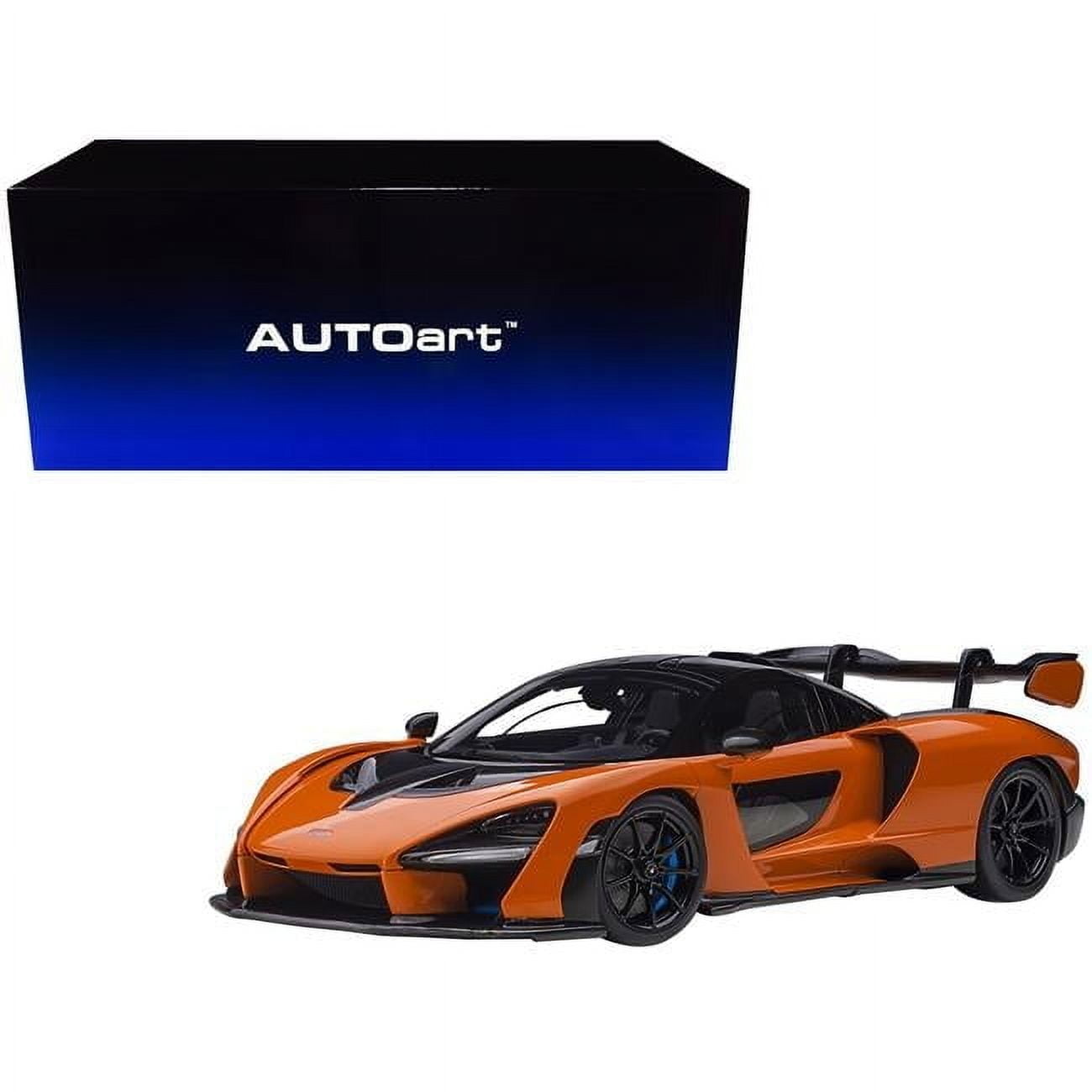 McLaren Senna Trophy Mira Orange and Black with Carbon Accents 1/18 Model Car by Autoart