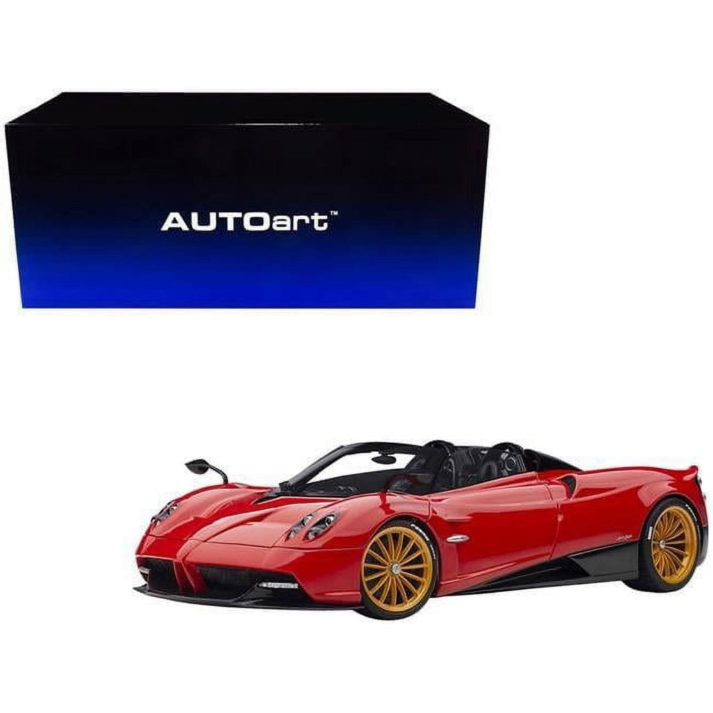 Pagani Huayra Roadster Verde Firenze Green Metallic and Carbon with Luggage Set 1/18 Model Car by Autoart