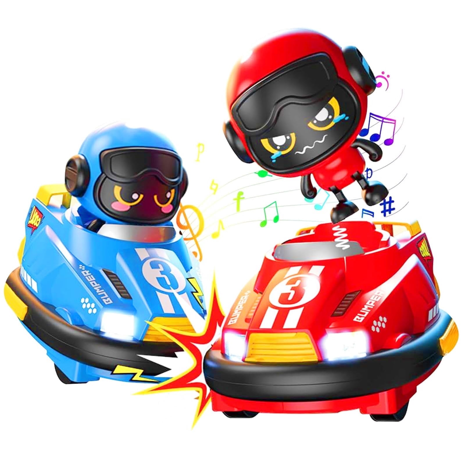 Remote Control Bumper Cars for Kids, 2 pack RC Battle Bumpers with Ejecting Figures, Light and Sound, Toys for Boys and Girls Ages 3+