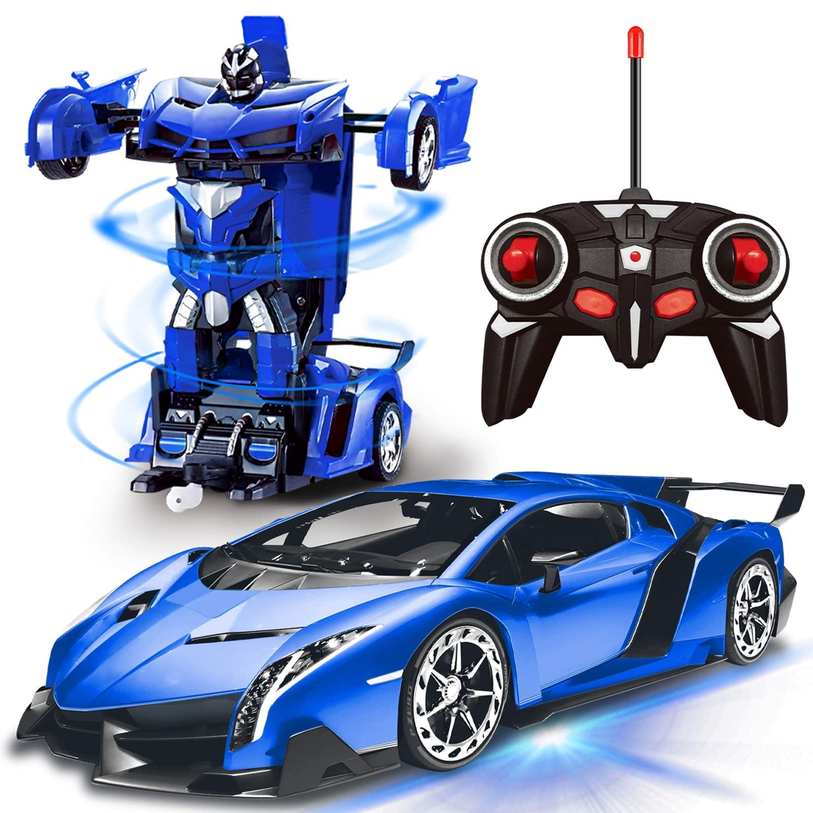 Remote Control Transform Car Robot Toy 2.4Ghz 1:18 Rechargeable 360°Rotating Stunt Race Car Toys