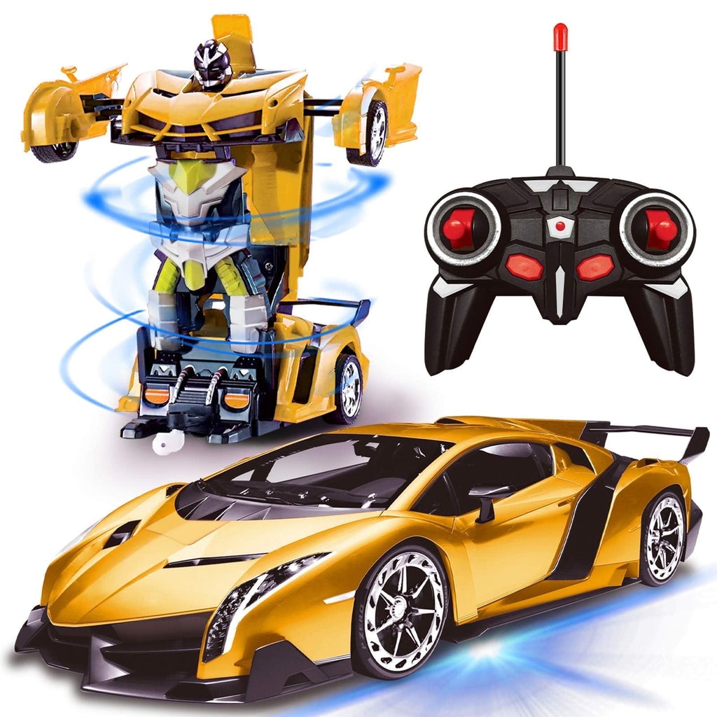 Remote Control Transform Car Robot Toy 2.4Ghz 1:18 Rechargeable 360°Rotating Stunt Race Car Toys