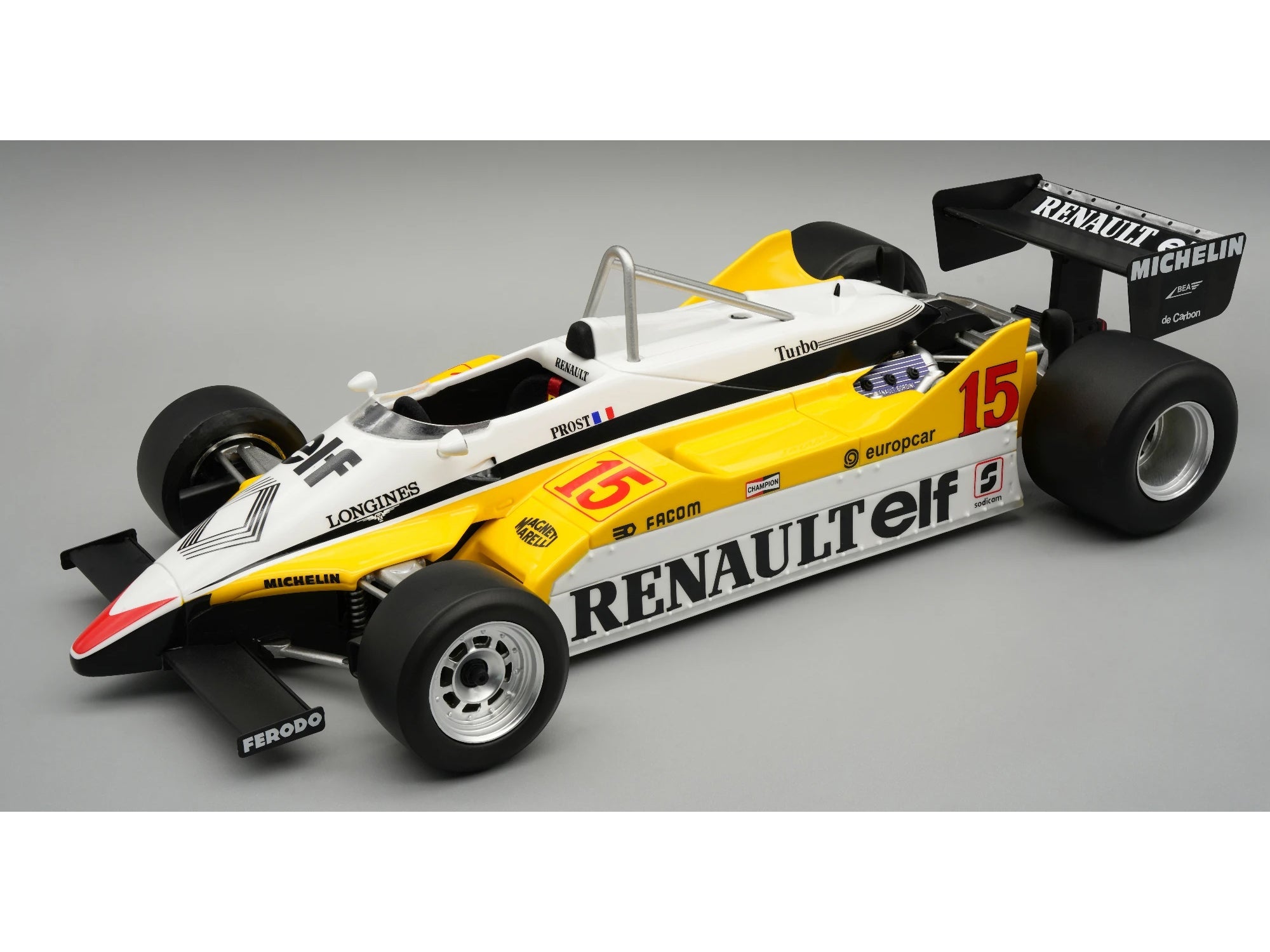 Renault RE30B #15 Winner Formula One F1 "South Africa GP" (1982) "Mythos Series" with Display Case 1/18 Model Car by Tecnomodel