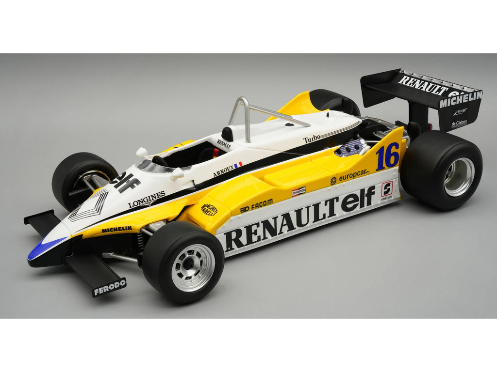 Renault RE30B #16 Winner F1 "French GP" (1982) "Mythos Series" with Display Case Limited Edition 1/18 Model Car by Tecnomodel
