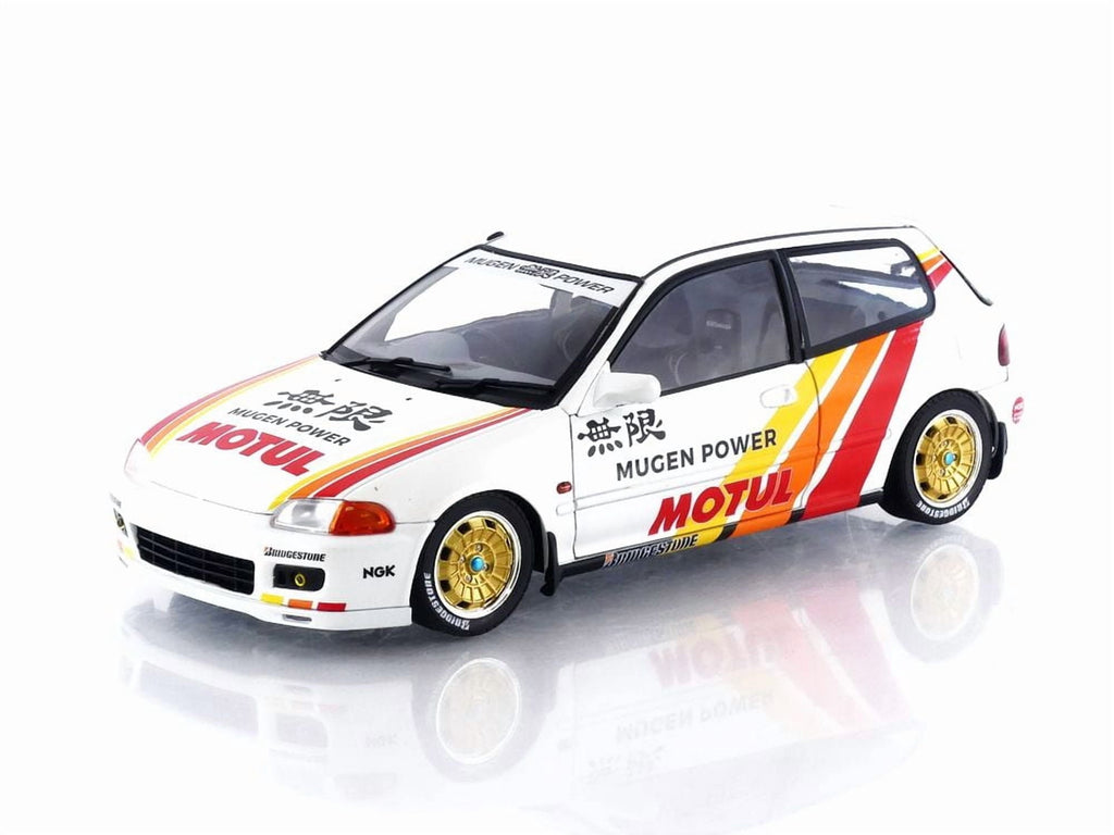 1991 Honda Civic (EG6) RHD (Right Hand Drive) "Mugen Racing" White with Stripes 1/18 Diecast Model Car by Solido