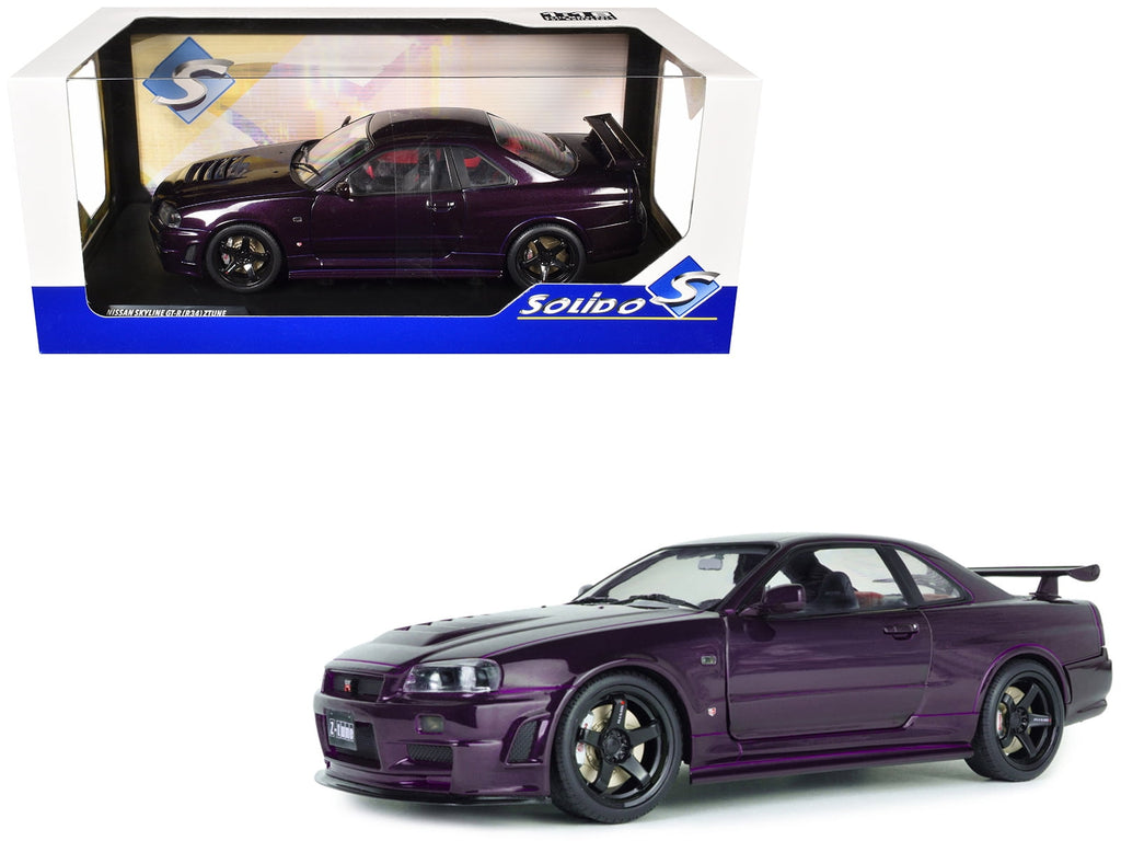 1999 Nissan Skyline GT-R (R34) Z-Tune RHD (Right Hand Drive) Midnight Purple Metallic 1/18 Diecast Model Car by Solido