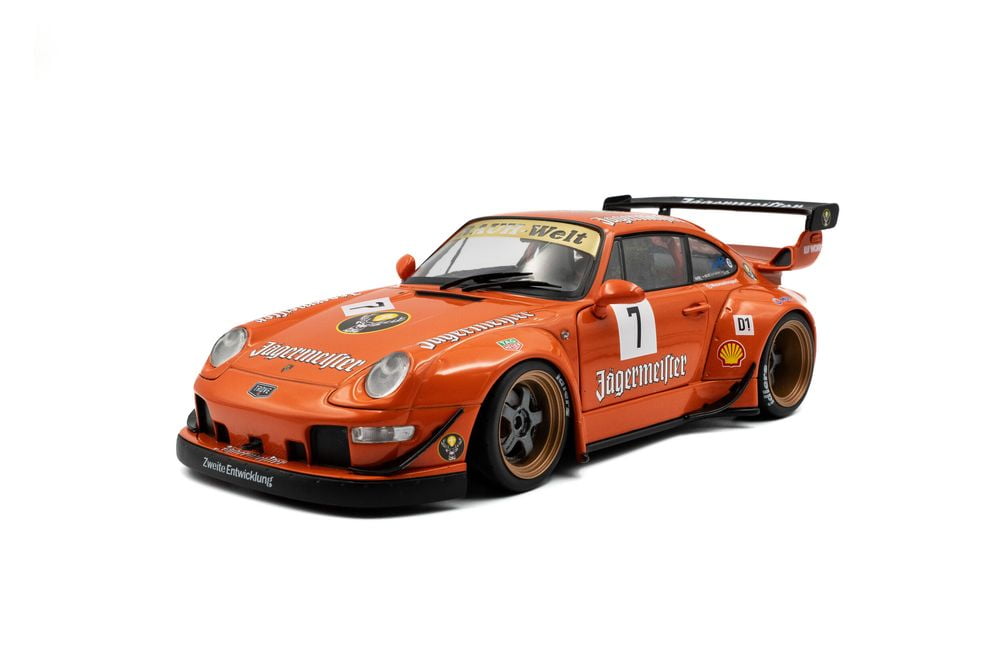 2020 RWB Bodykit #7 "Jagermeister" Orange with Graphics 1/18 Diecast Model Car by Solido