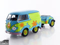 2024 Volkswagen Kool Kombi Van with Trailer "Ghost Hunter" Blue and Green with Graphics 1/18 Diecast Model Car by Solido