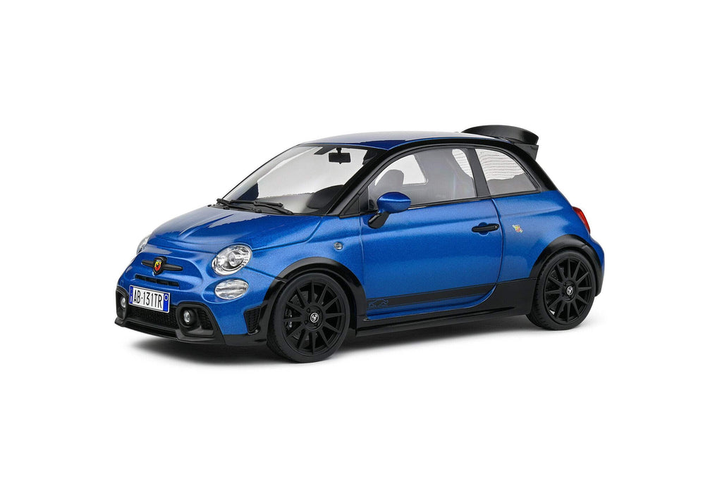 2022 Fiat 695 Abarth "Tributo 131 Rally" Podium Blue Metallic with Black Side Stripes 1/18 Diecast Model Car by Solido