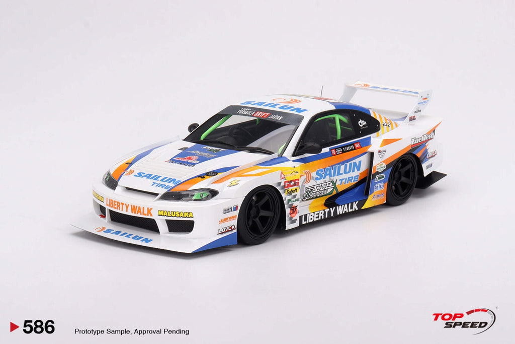 Nissan LB-Super Silhouette S15 SILVIA #555 Yukio Fausto "Formula Drift Japan" (2023) 1/18 Model Car by Top Speed