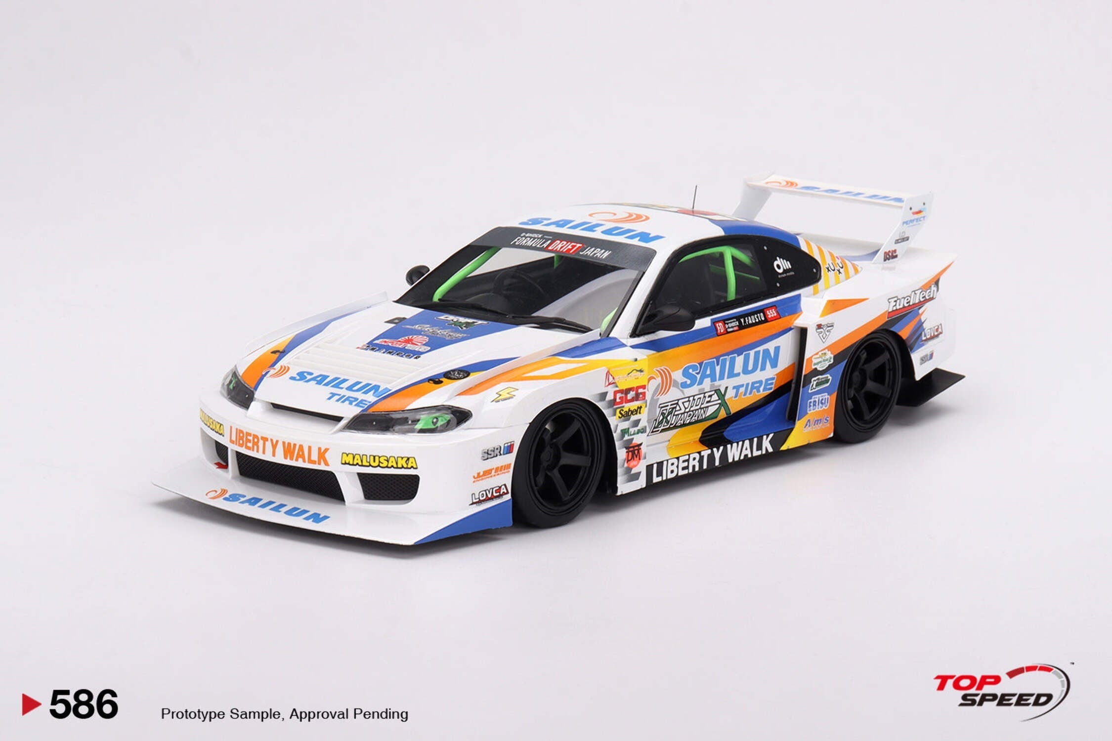 Nissan LB-Super Silhouette S15 SILVIA #555 Yukio Fausto "Formula Drift Japan" (2023) 1/18 Model Car by Top Speed