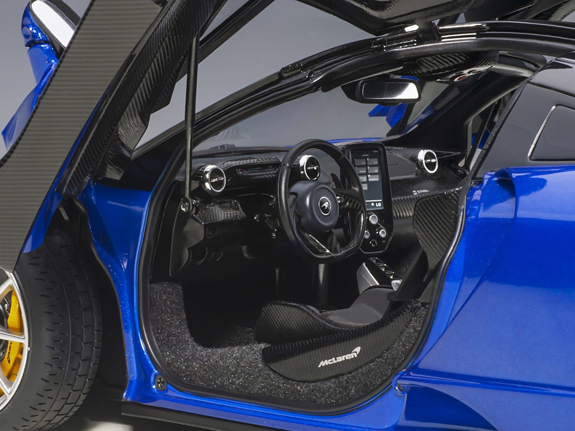McLaren Senna Trophy Kyanos Blue and Black with Carbon Accents 1/18 Model Car by Autoart