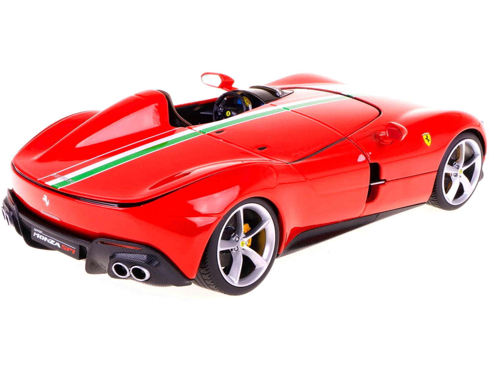 Ferrari Monza SP1 Red with Italian Flag Stripes "Signature Series" 1/18 Diecast Model Car by Bburago