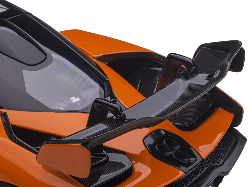 McLaren Senna Trophy Mira Orange and Black with Carbon Accents 1/18 Model Car by Autoart