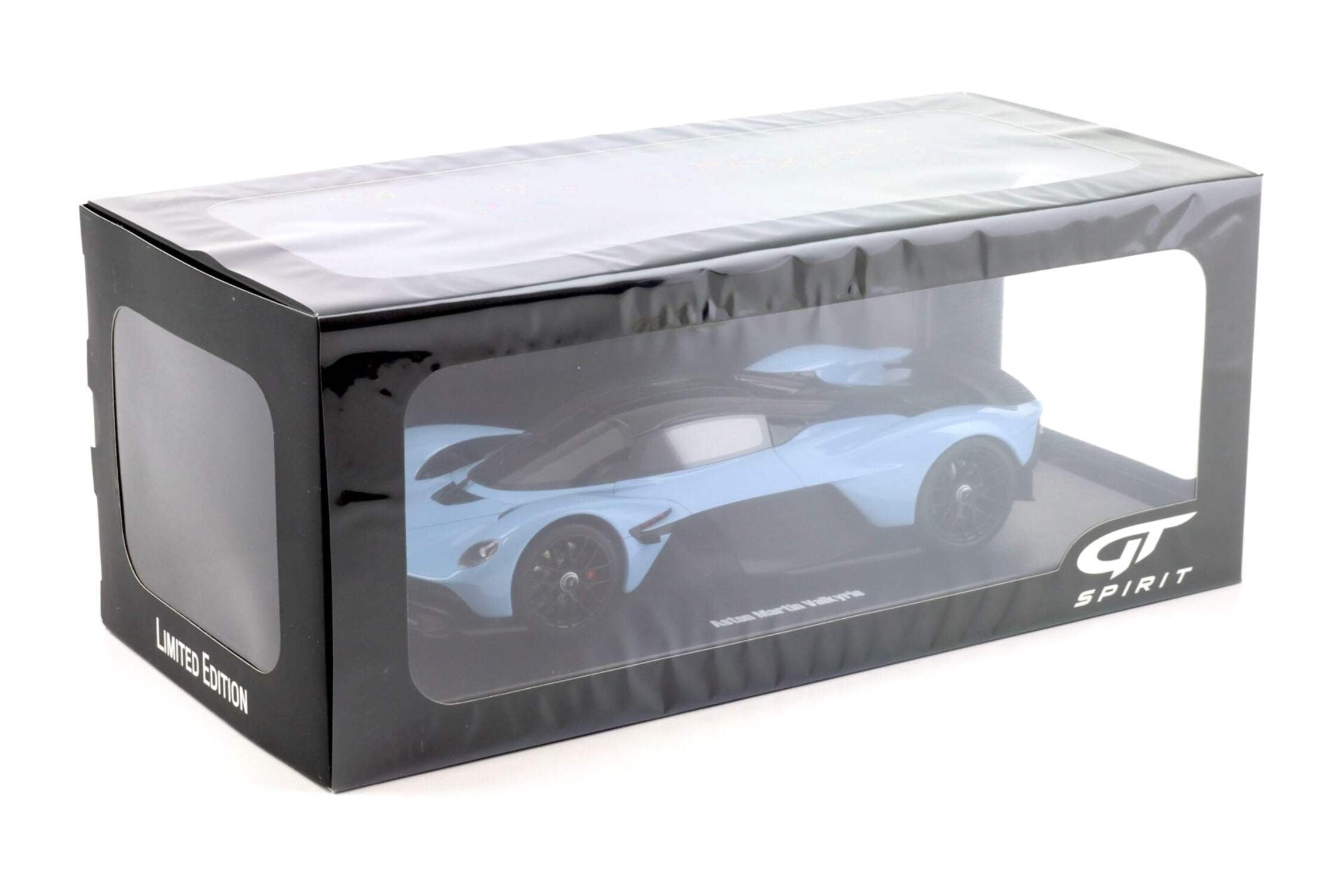 2023 Aston Martin Valkyrie Light Blue with Black Top 1/18 Model Car by GT Spirit