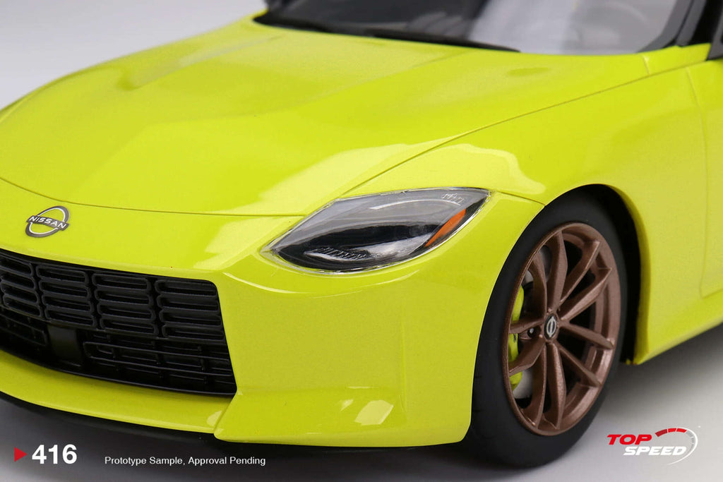 2023 Nissan Z Proto Spec Ikazuchi Yellow with Black Top 1/18 Model Car by Top Speed