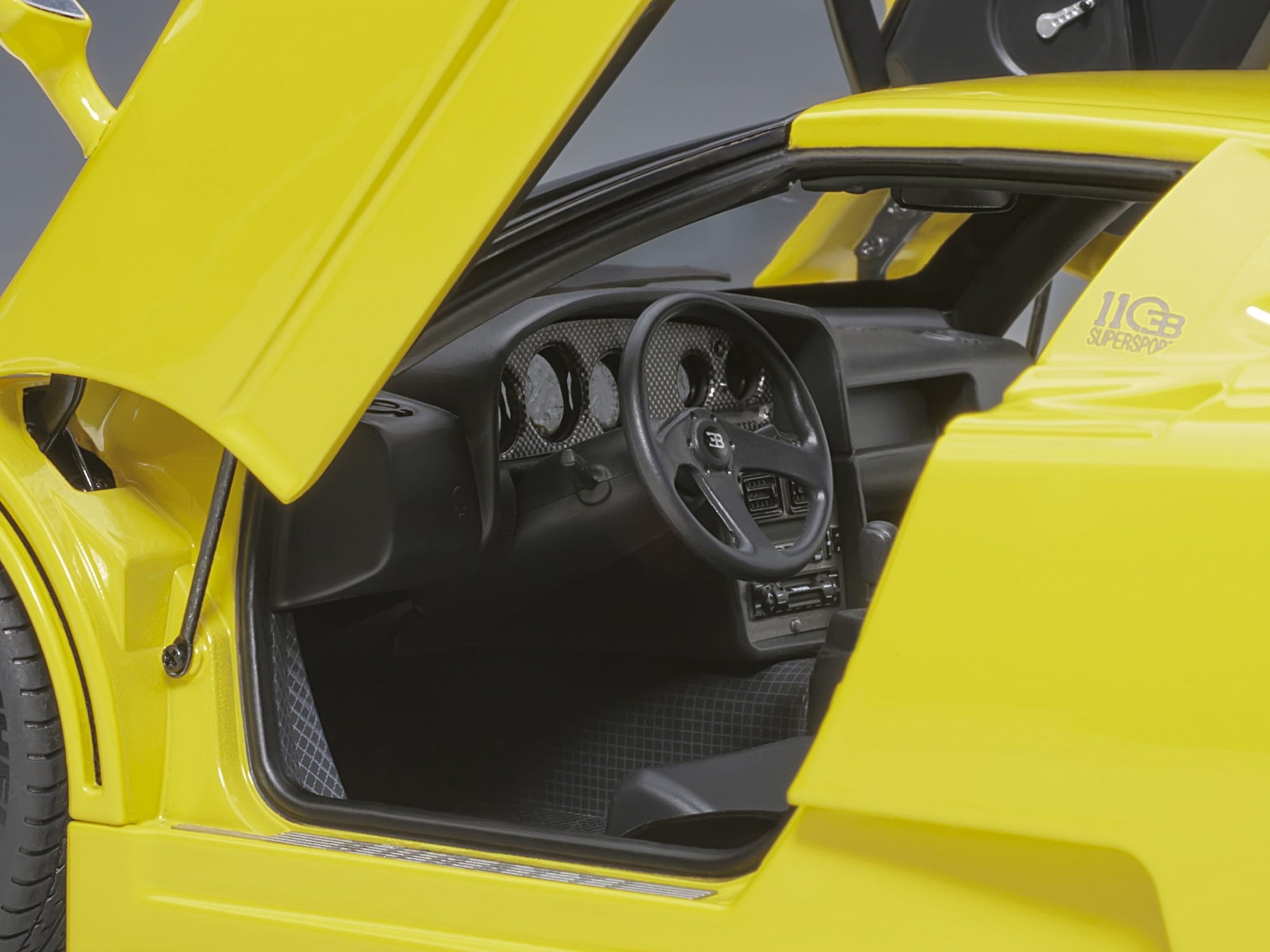 Bugatti EB110 SS Super Sport Giallo Bugatti Yellow with Silver Wheels 1/18 Model Car by Autoart