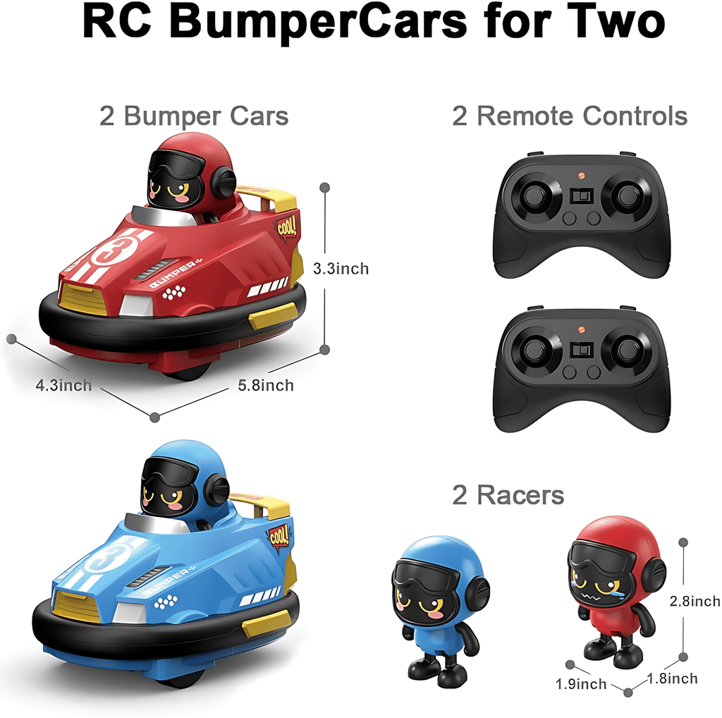 Remote Control Bumper Cars for Kids, 2 pack RC Battle Bumpers with Ejecting Figures, Light and Sound, Toys for Boys and Girls Ages 3+