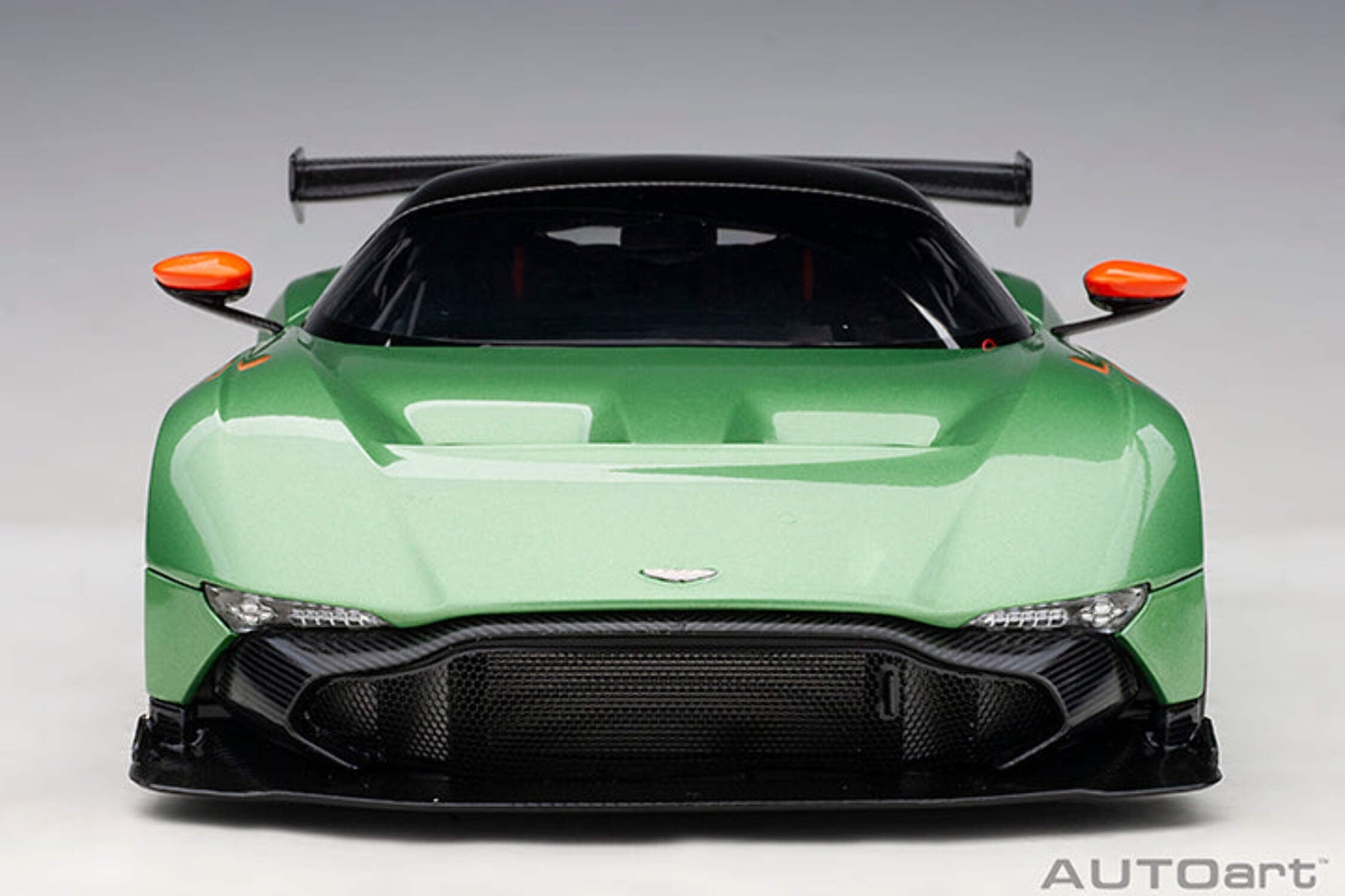 Aston Martin Vulcan Apple Tree Green Metallic with Orange Accents and Carbon Top 1/18 Model Car by Autoart