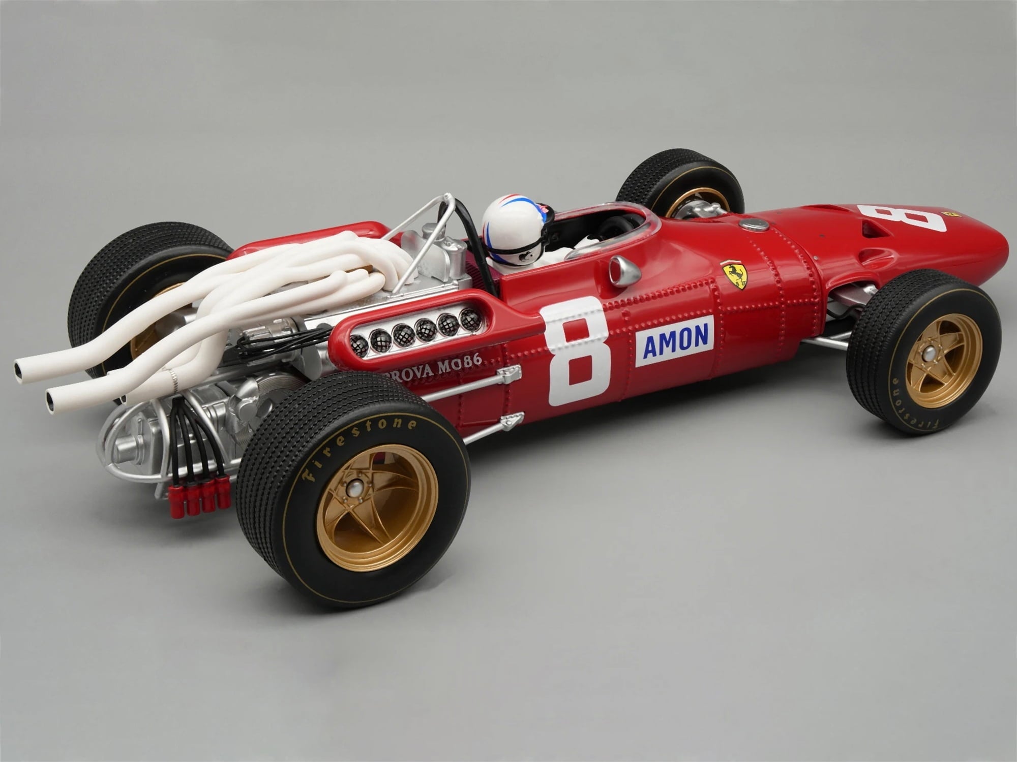 Ferrari 312/67 #8 Chris Amon 3rd Place F1 "German GP" (1967) "Mythos Series" with Figure and Case 1/18 Model Car by Tecnomodel