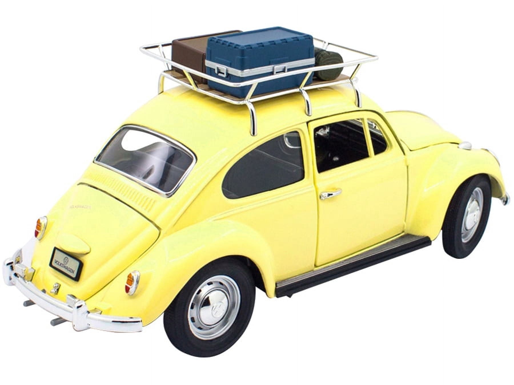 1967 Volkswagen Beetle with Roof Rack and Luggage Yellow 1/18 Diecast Model Car by Road Signature