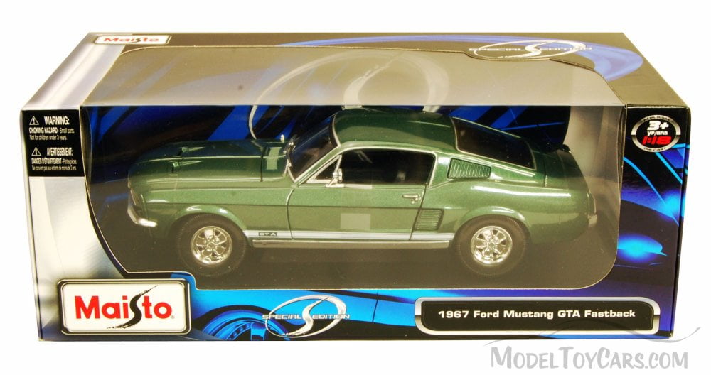 1967 Ford Mustang GTA Fastback, Green - Maisto 31166 - 1/18 Scale Diecast Model Toy Car