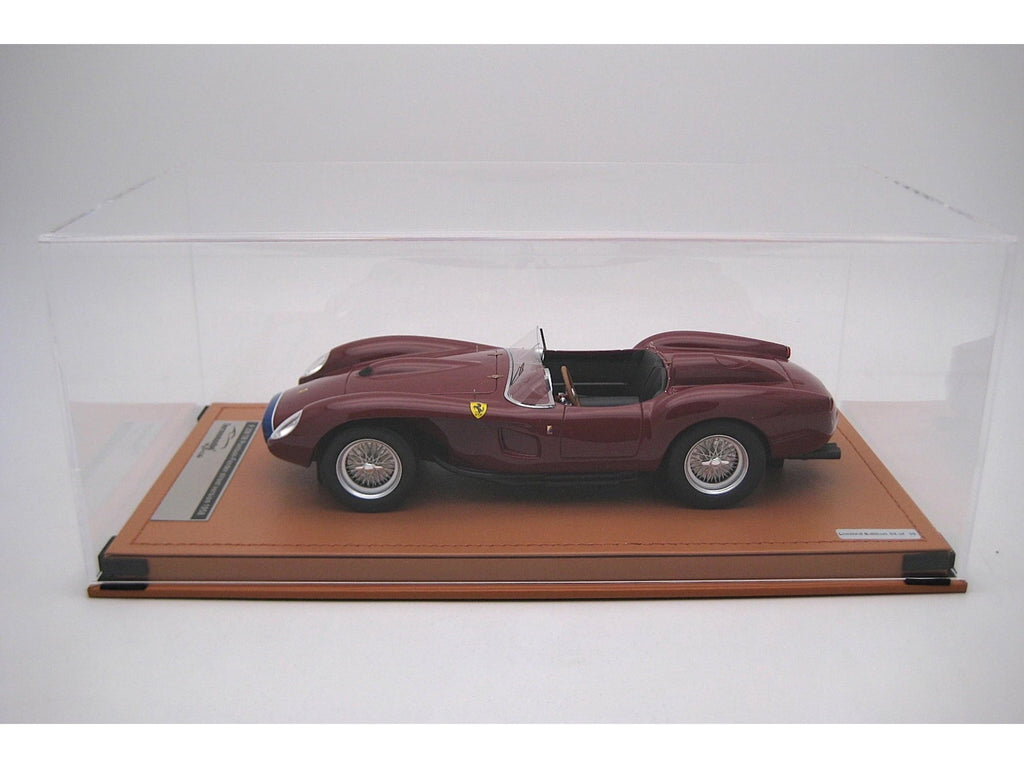 1958 Ferrari 250 TR Pontoon-Fender "Street Version" Rosso Mugello Red with Blue Nose Stripe w/Case 1/18 Model Car by Tecnomodel.