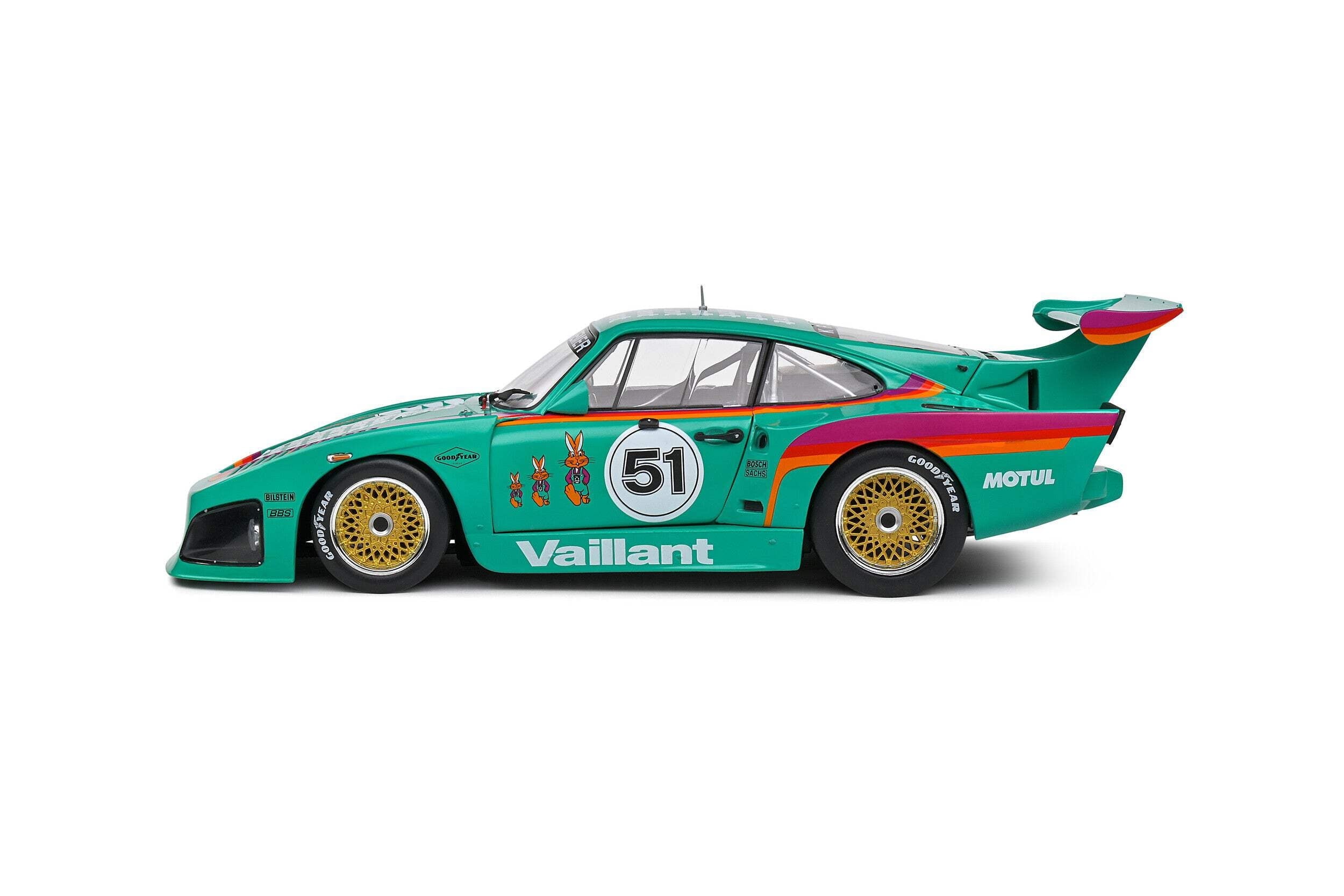 Porsche 935 K3 #51 "Kremer - Vaillant" Green with Stripes and Graphics "Competition" Series 1/18 Diecast Model Car by Solido