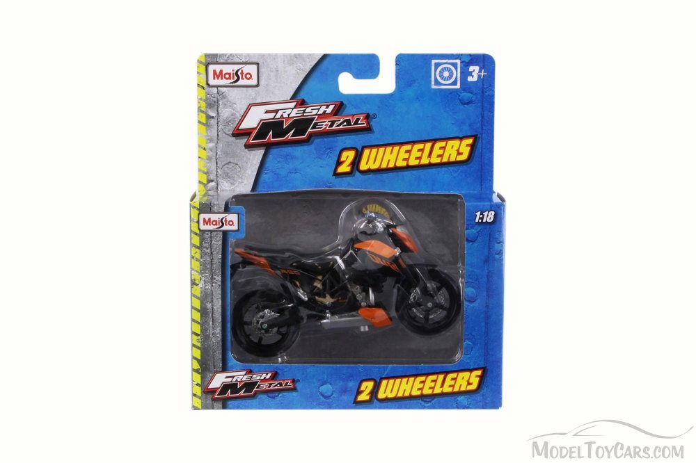KTM 690 Duke Racing Motorcycle, Black w/ Orange - Maisto 31300/690 - 1/18 Scale Diecast Model Toy Motorcycle