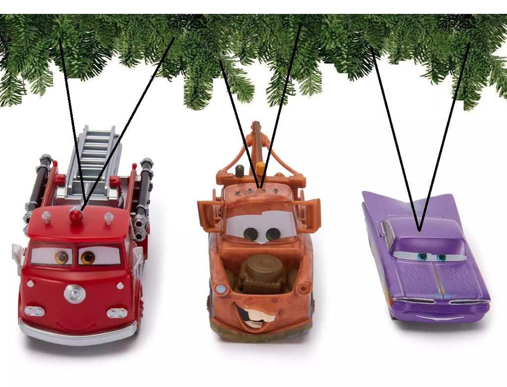Cars Lightning McQueen, Tow Mater, Sally, Ramone, Red, Sheriff, Doc, Luigi & Guido 9-Piece PVC Ornament Set