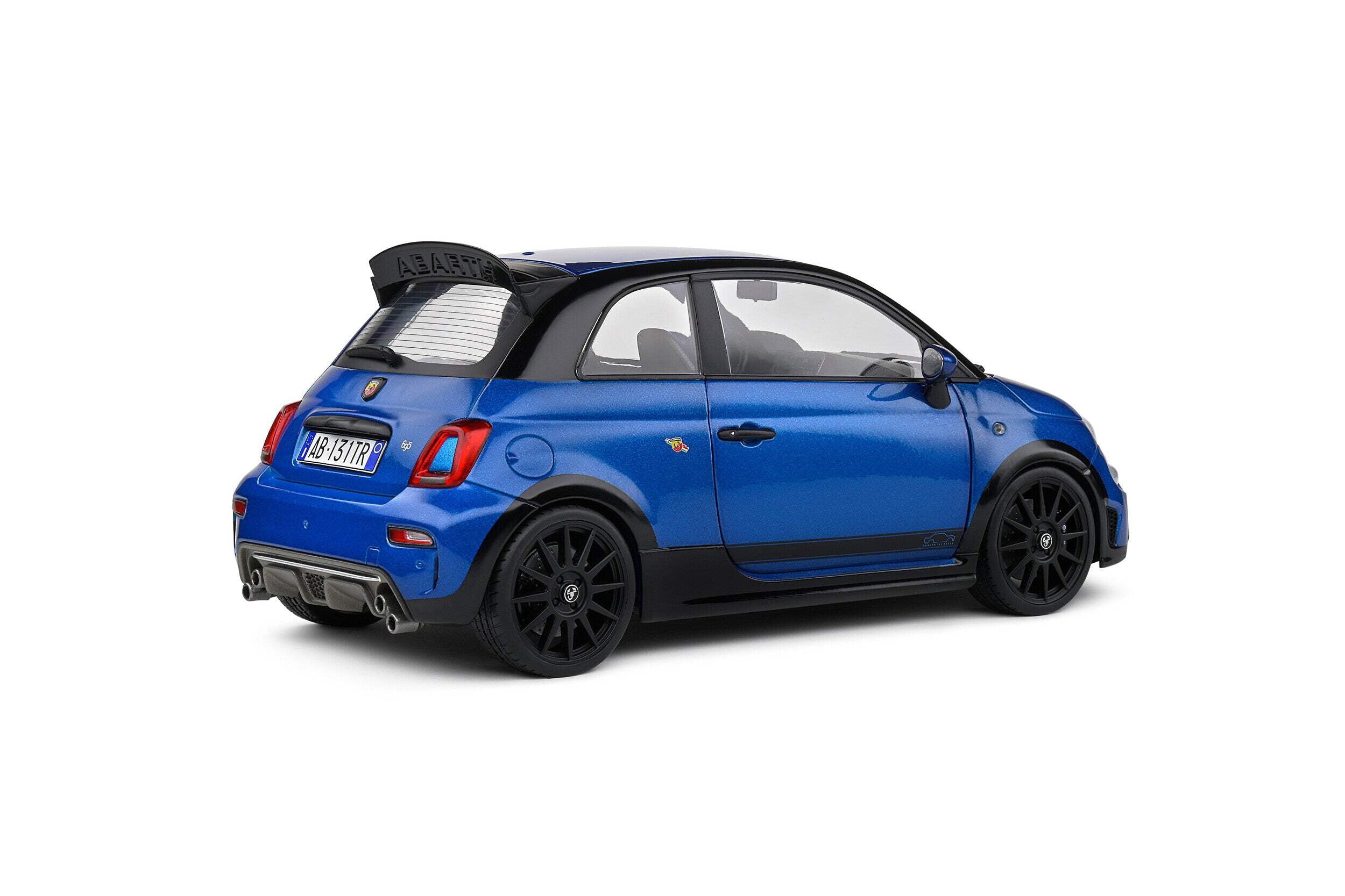 2022 Fiat 695 Abarth "Tributo 131 Rally" Podium Blue Metallic with Black Side Stripes 1/18 Diecast Model Car by Solido