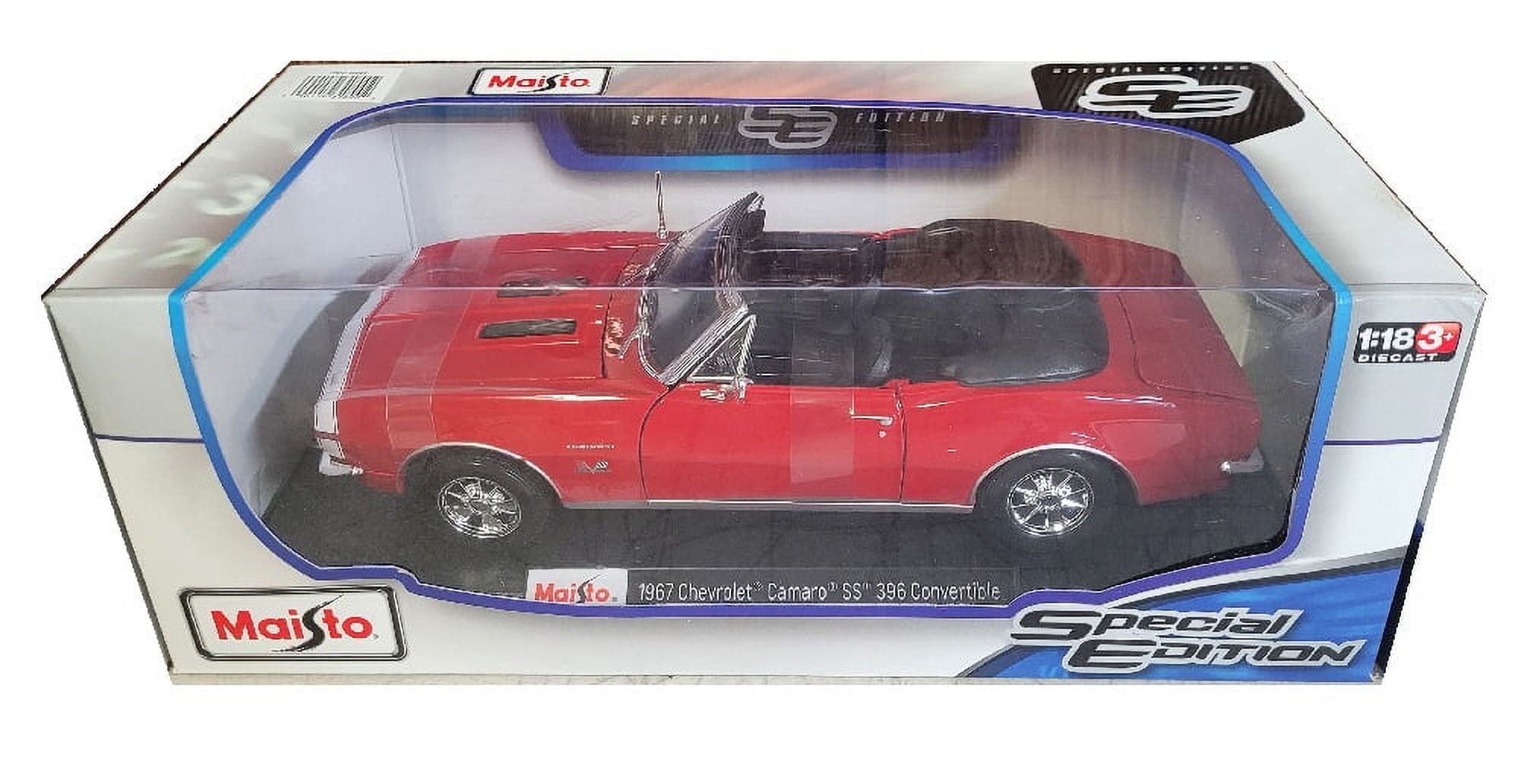 Maisto 1:18 Scale 1967 Chevy Camaro SS 396 Convertible Diecast Vehicle (Colors May Vary)