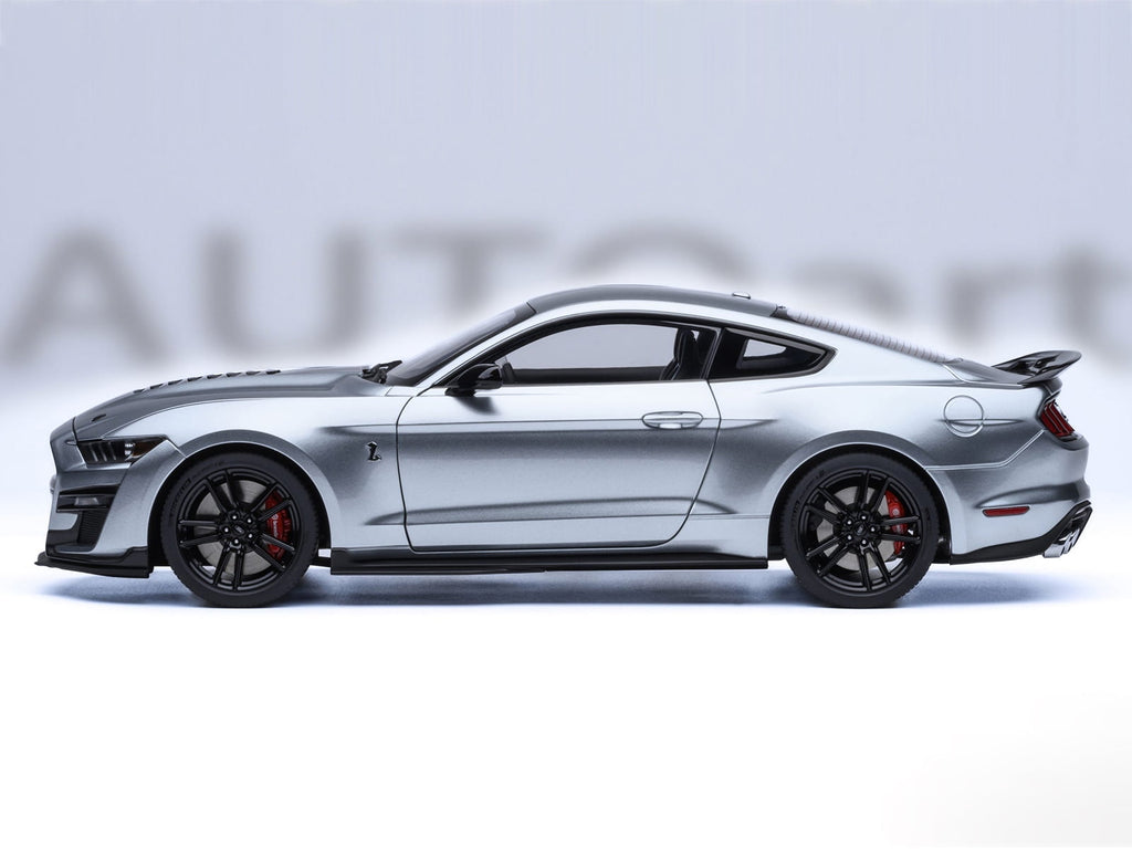Ford Mustang Shelby GT500 Iconic Silver Metallic with Black Stripes 1/18 Model Car by Autoart