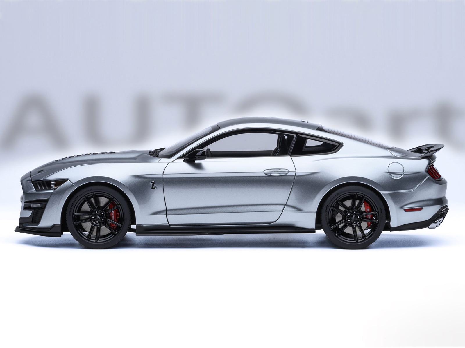 Ford Mustang Shelby GT500 Iconic Silver Metallic with Black Stripes 1/18 Model Car by Autoart