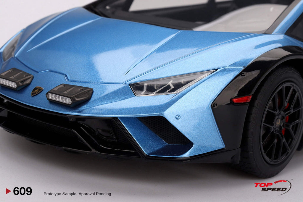 Lamborghini Huracan Sterrato Blu Aegir Blue Metallic with Matt Black Top 1/18 Model Car by Top Speed